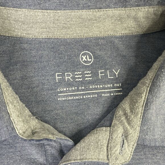 Free Fly Shirt Mens XL Blue Polo Performance Bamboo Short Sleeve Casual Golf J - Picture 5 of 9